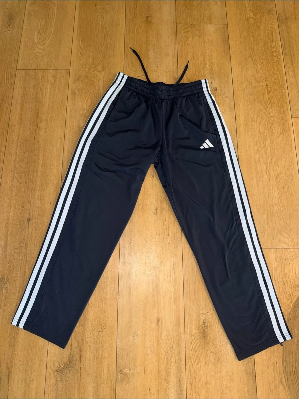 adidas Black Track Pants with White Side Stripes